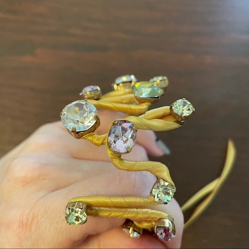 Adjustable Yellow Rhinestone Bracelet - image 4